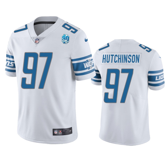 Detroit Lions #97 Aidan Hutchinson White 2023 90th Anniversary Vapor Untouchable Limited Stitched Jersey